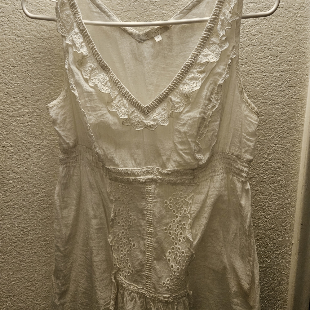 Matty M White Lace Trim Top